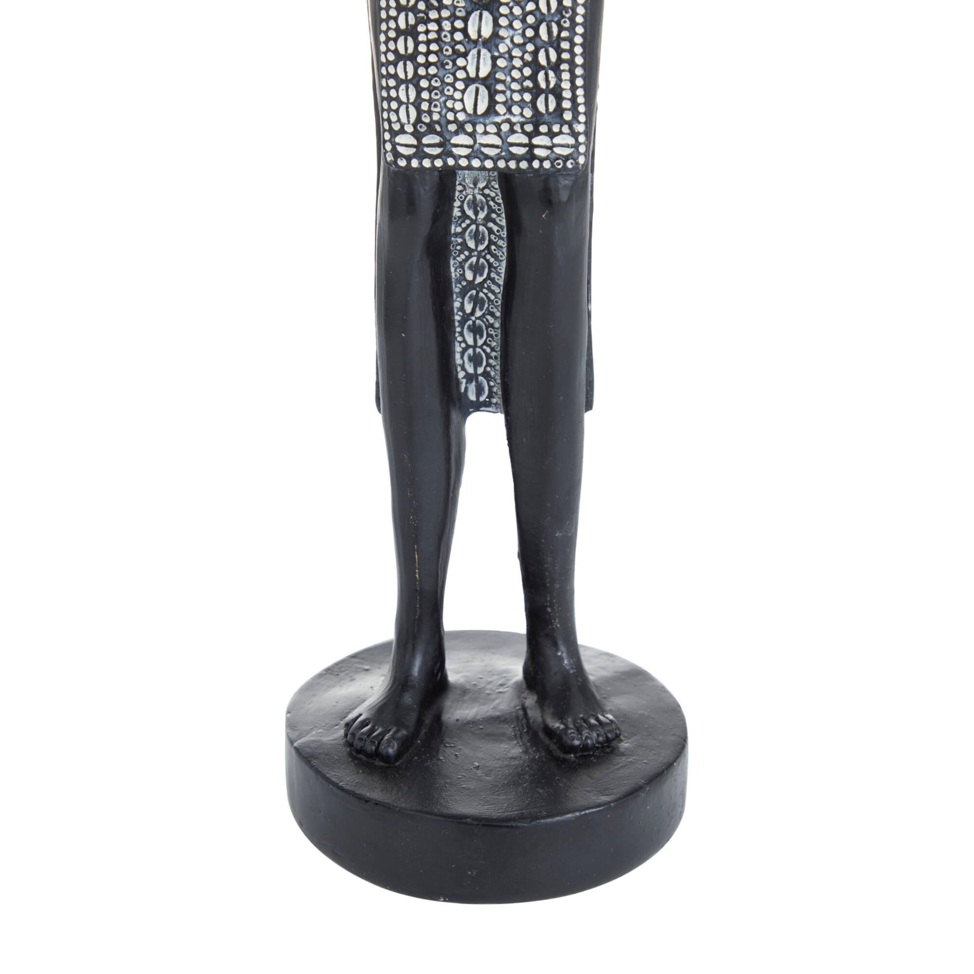 Set of 2 Black Polystone Eclectic Sculptures, 14" x 4" x 3"